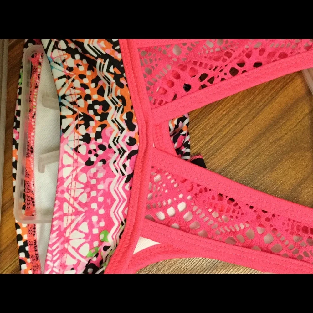 NWT Crochet Colorful Ruffle 2pc Penny Mack
